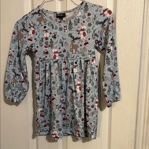 Blue Holiday Print Dress